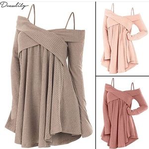 Off the shoulder Taupe sweater